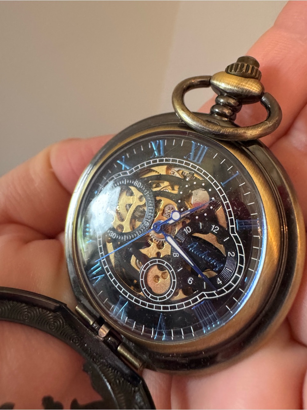 ManChDa Dragon Skeleton Mechanical Pocket Watch Hand Wind Vintage Steampunk - Picture 4 of 14